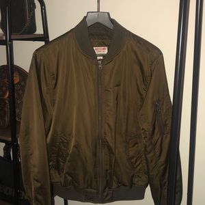 Army Green Satin Bomber